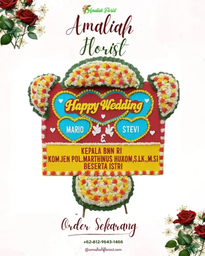Karangan Papan Bunga Pernikahan di Rum
